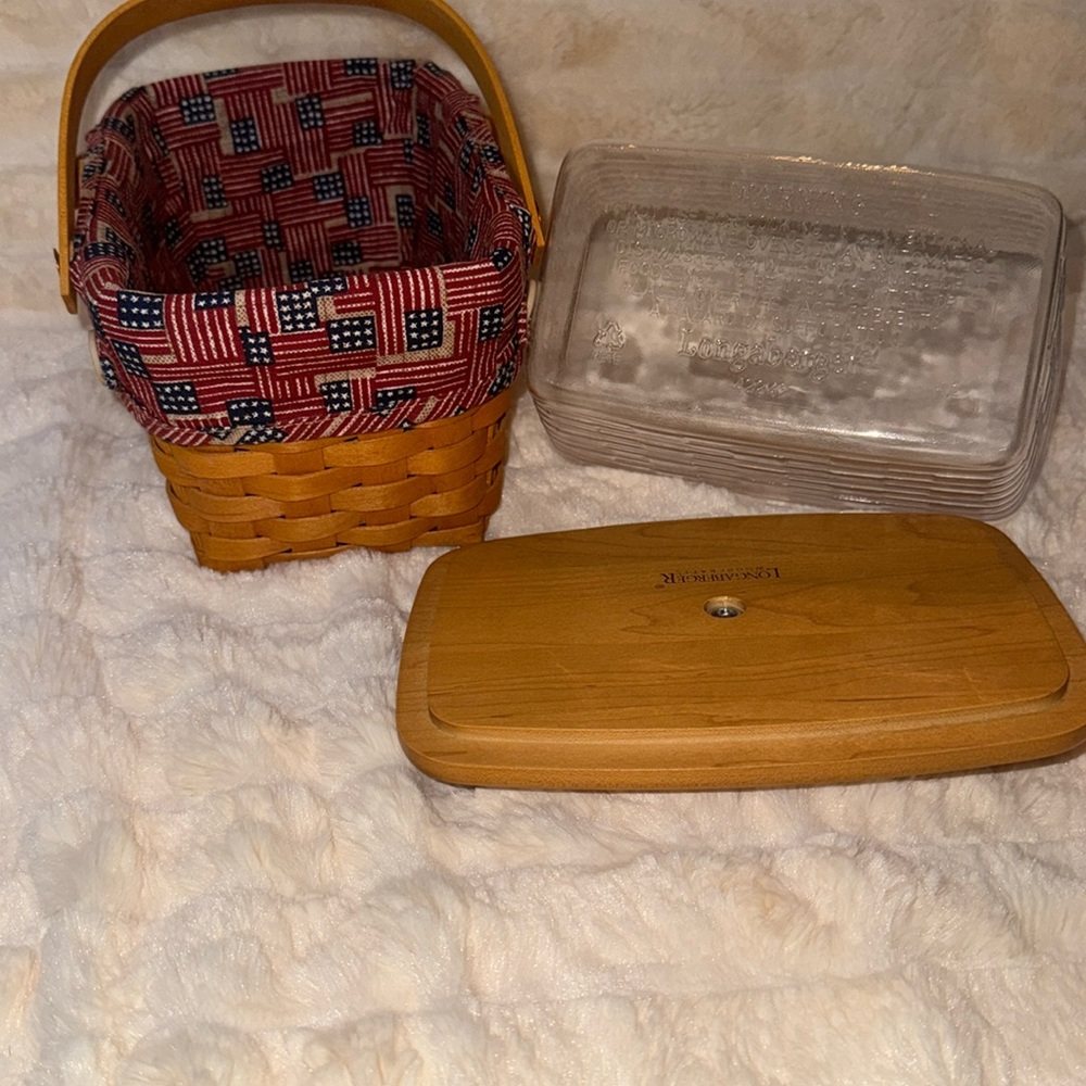 🐈⬛ Longberger Little Market Basket w/lid ,tie-on,clear liner approx 7.5x5x5.25” - Picture 7 of 10